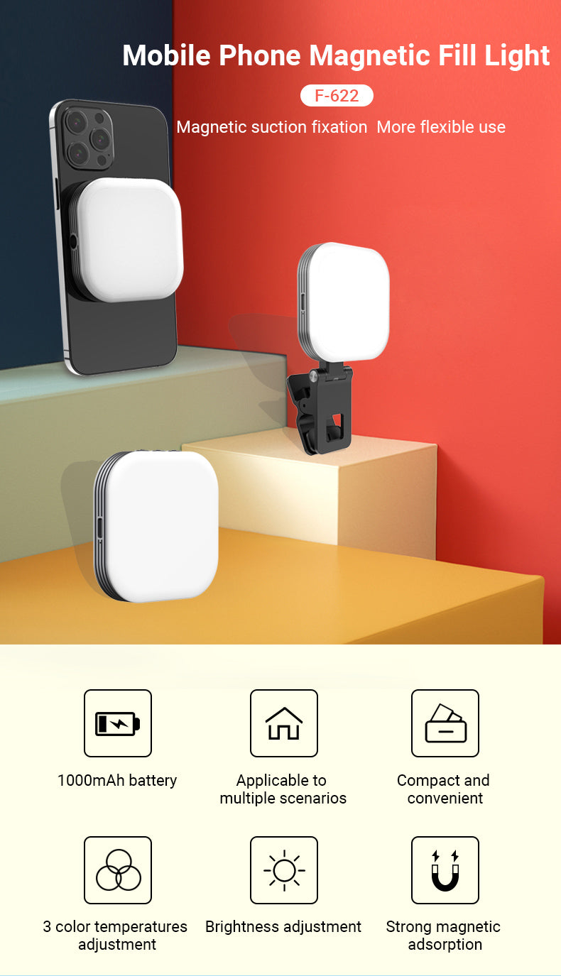 Mini Right Light Lampe LED Magnétique pour Smartphone avec Miroir – Selfie Light  Rechargeable