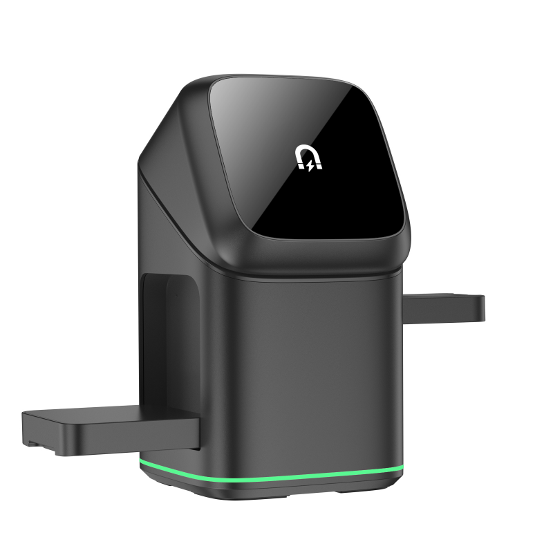 Chargeur sans fil pliable 3-en-1 à rotation automatique Chargeur sans fil