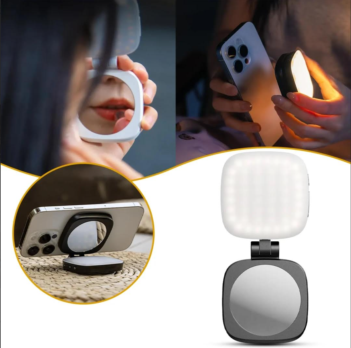 Mini Right Light Lampe LED Magnétique pour Smartphone avec Miroir – Selfie Light  Rechargeable
