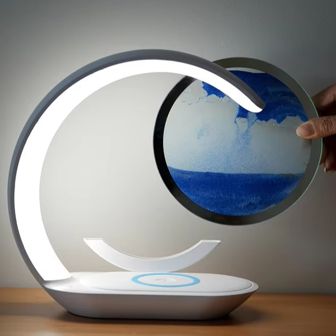 🪶 Lampe LED à Sable Mouvant – Art Moderne 3D pour Intérieur Chic