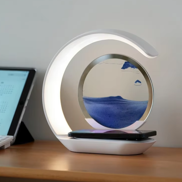 🪶 Lampe LED à Sable Mouvant – Art Moderne 3D pour Intérieur Chic