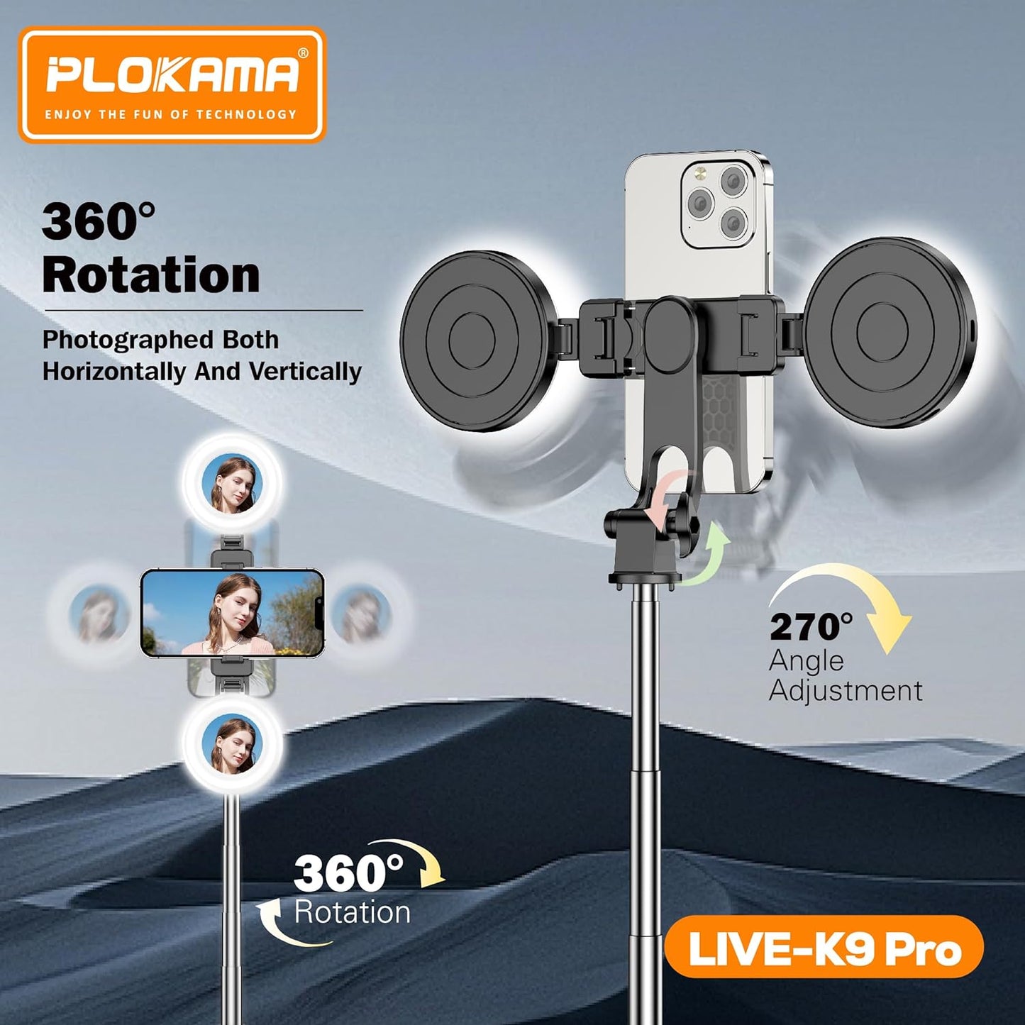 SUPPORT TREPIED TELEPHONE Double LED – Selfie Stick & Trépied : Illuminez Chaque Prise