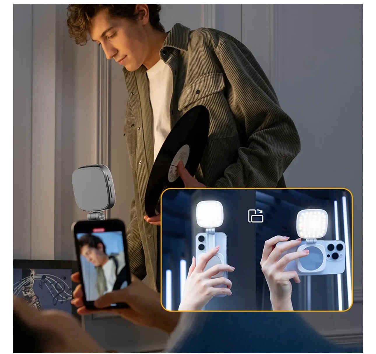 Mini Right Light Lampe LED Magnétique pour Smartphone avec Miroir – Selfie Light  Rechargeable