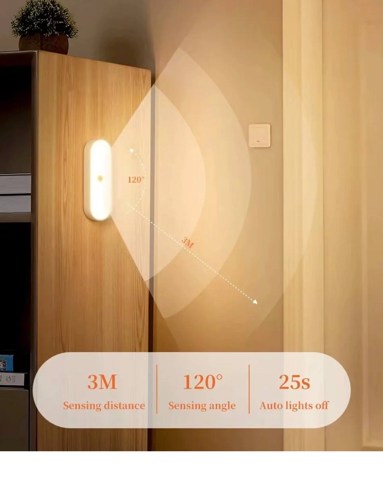 Lampe LED Intelligente avec Détecteur de Mouvement Rechargeable