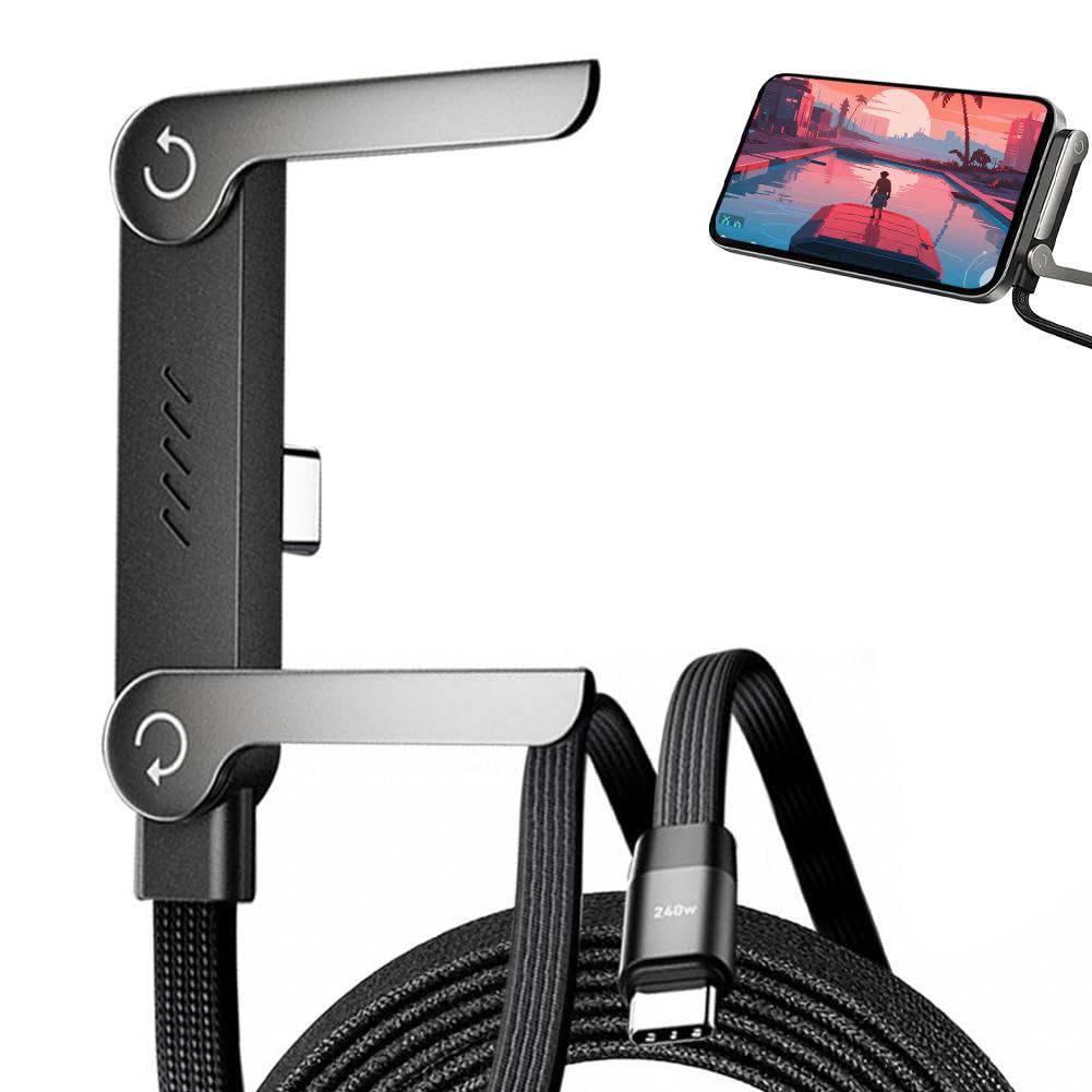 Câble USB-C 240W 2-en-1 avec Support Intégré – Charge Rapide  Support Pliable