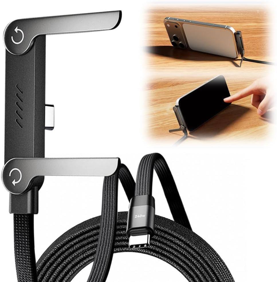 Câble USB-C 240W 2-en-1 avec Support Intégré – Charge Rapide  Support Pliable