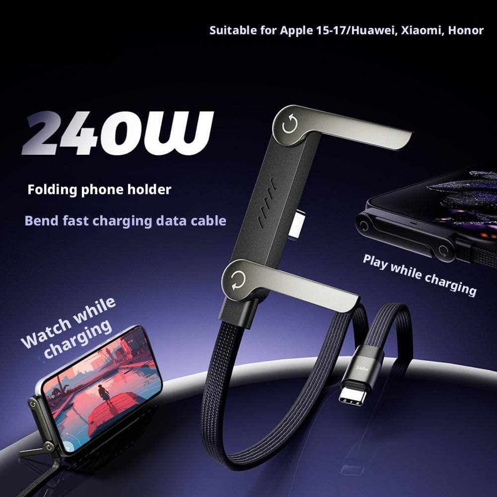 Câble USB-C 240W 2-en-1 avec Support Intégré – Charge Rapide  Support Pliable